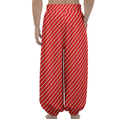 Candy Cane Striped Pattern Print Lantern Pants