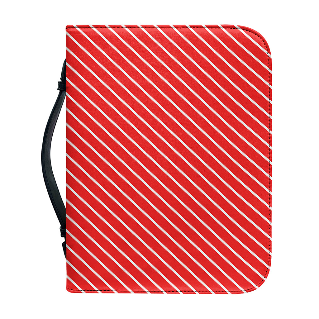 Candy Cane Striped Pattern Print Leather Bible Cover