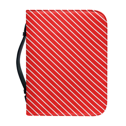 Candy Cane Striped Pattern Print Leather Bible Cover