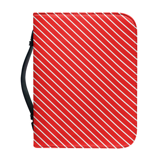 Candy Cane Striped Pattern Print Leather Bible Cover