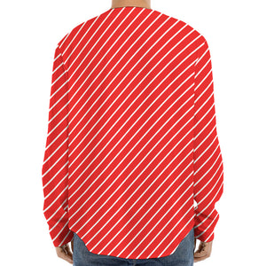 Candy Cane Striped Pattern Print Long Sleeve Baseball Jersey