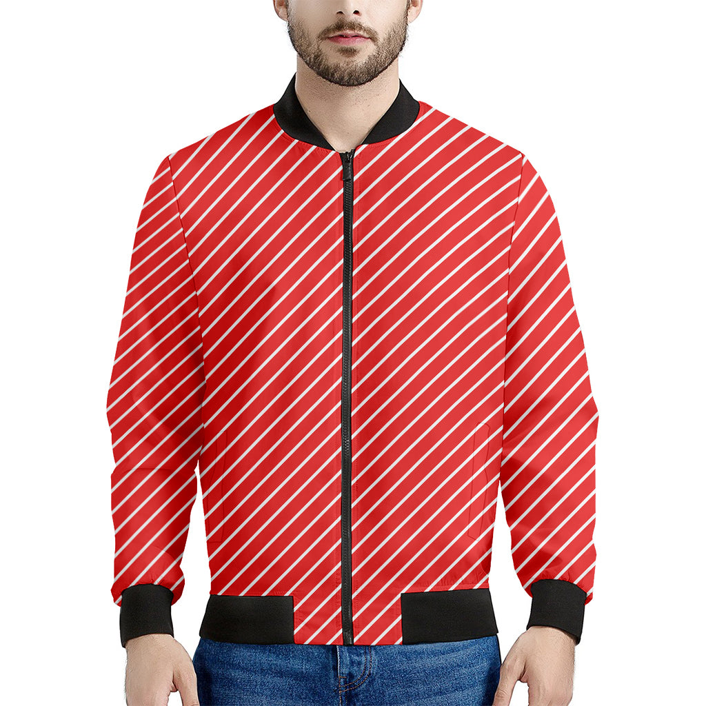 Candy Cane Striped Pattern Print Men's Bomber Jacket