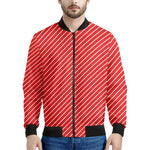 Candy Cane Striped Pattern Print Men's Bomber Jacket