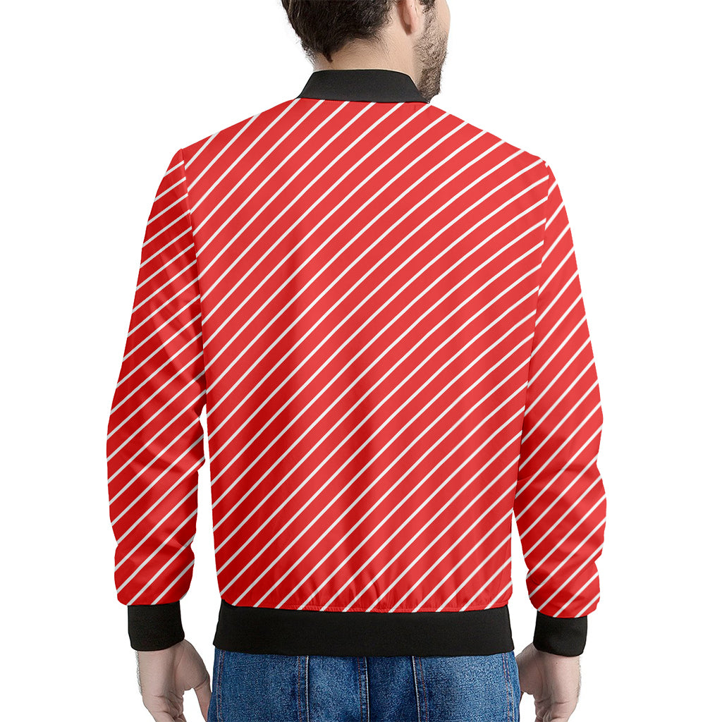 Candy Cane Striped Pattern Print Men's Bomber Jacket