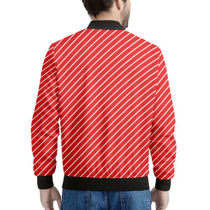 Candy Cane Striped Pattern Print Men's Bomber Jacket