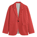 Candy Cane Striped Pattern Print Men's Cotton Blazer