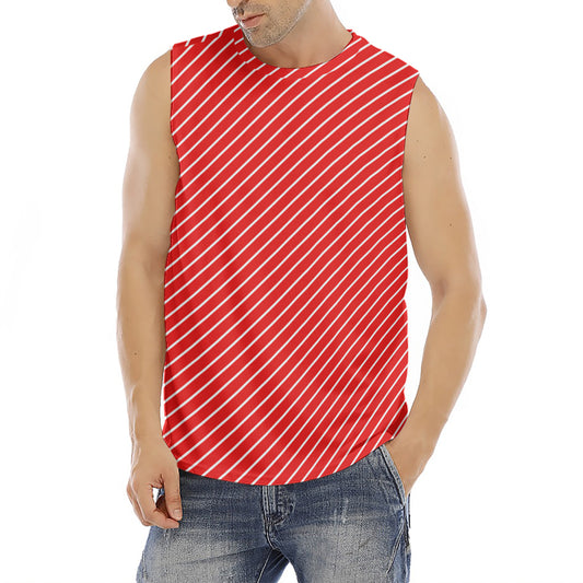 Candy Cane Striped Pattern Print Men's Fitness Tank Top