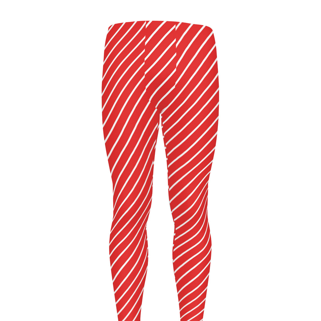 Candy Cane Striped Pattern Print Men's leggings