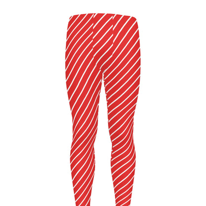Candy Cane Striped Pattern Print Men's leggings