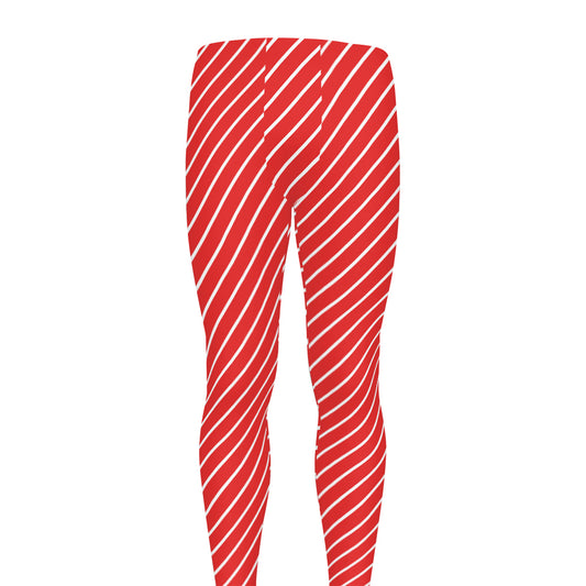 Candy Cane Striped Pattern Print Men's leggings