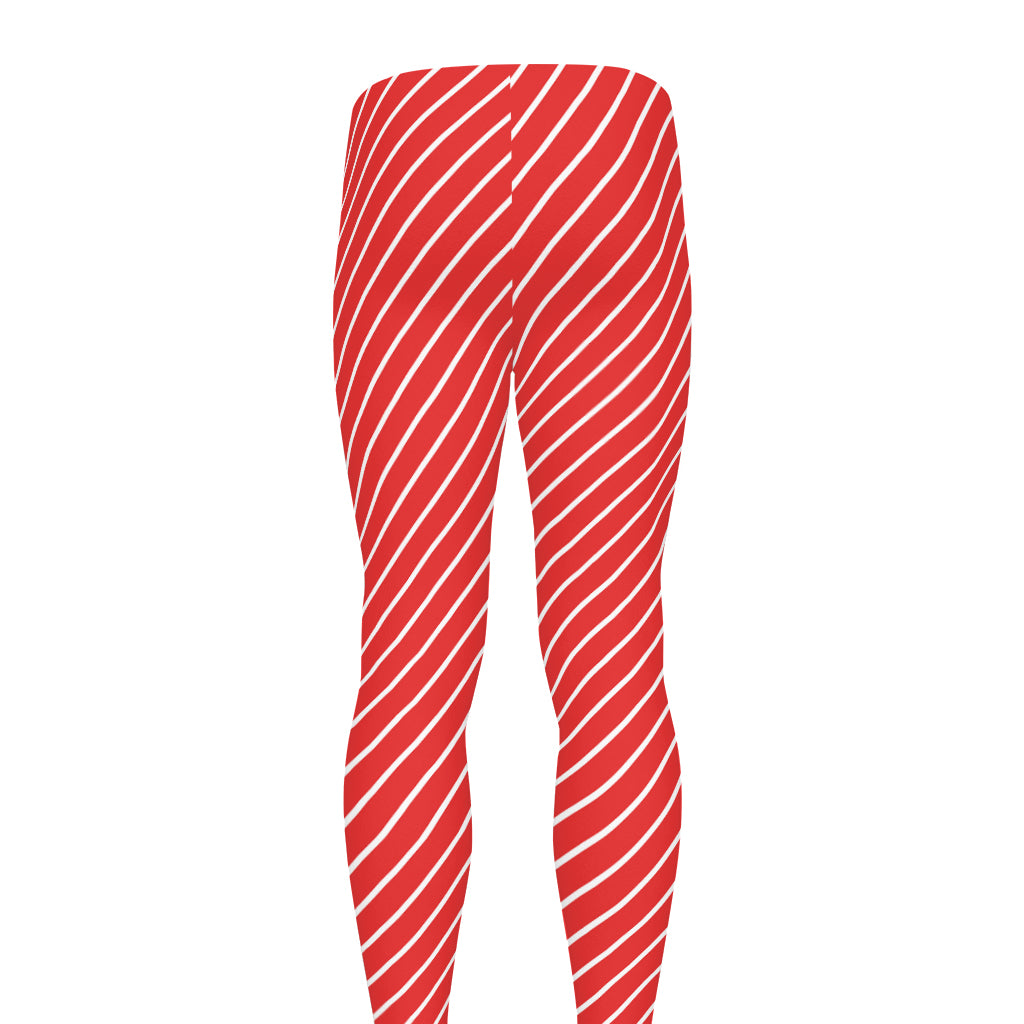 Candy Cane Striped Pattern Print Men's leggings