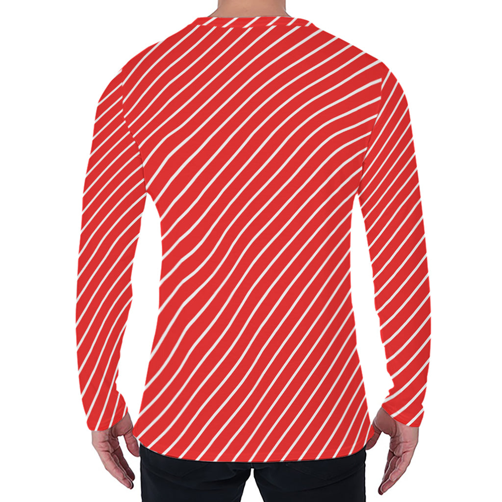 Candy Cane Striped Pattern Print Men's Long Sleeve T-Shirt