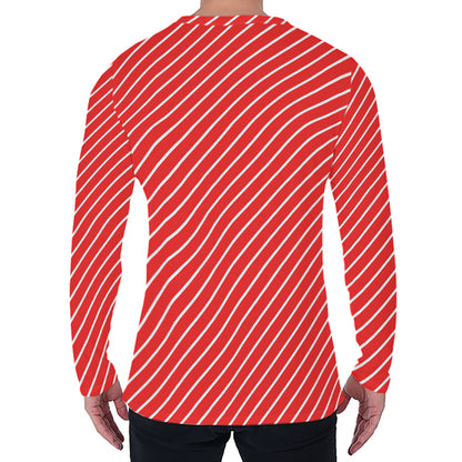 Candy Cane Striped Pattern Print Men's Long Sleeve T-Shirt