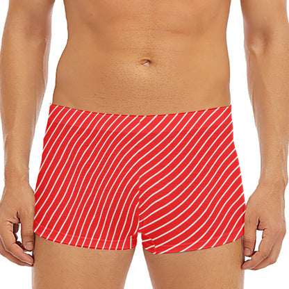 Candy Cane Striped Pattern Print Men's Short Boxer Briefs