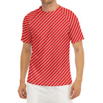 Candy Cane Striped Pattern Print Men's Short Sleeve Rash Guard