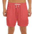 Candy Cane Striped Pattern Print Men's Split Running Shorts