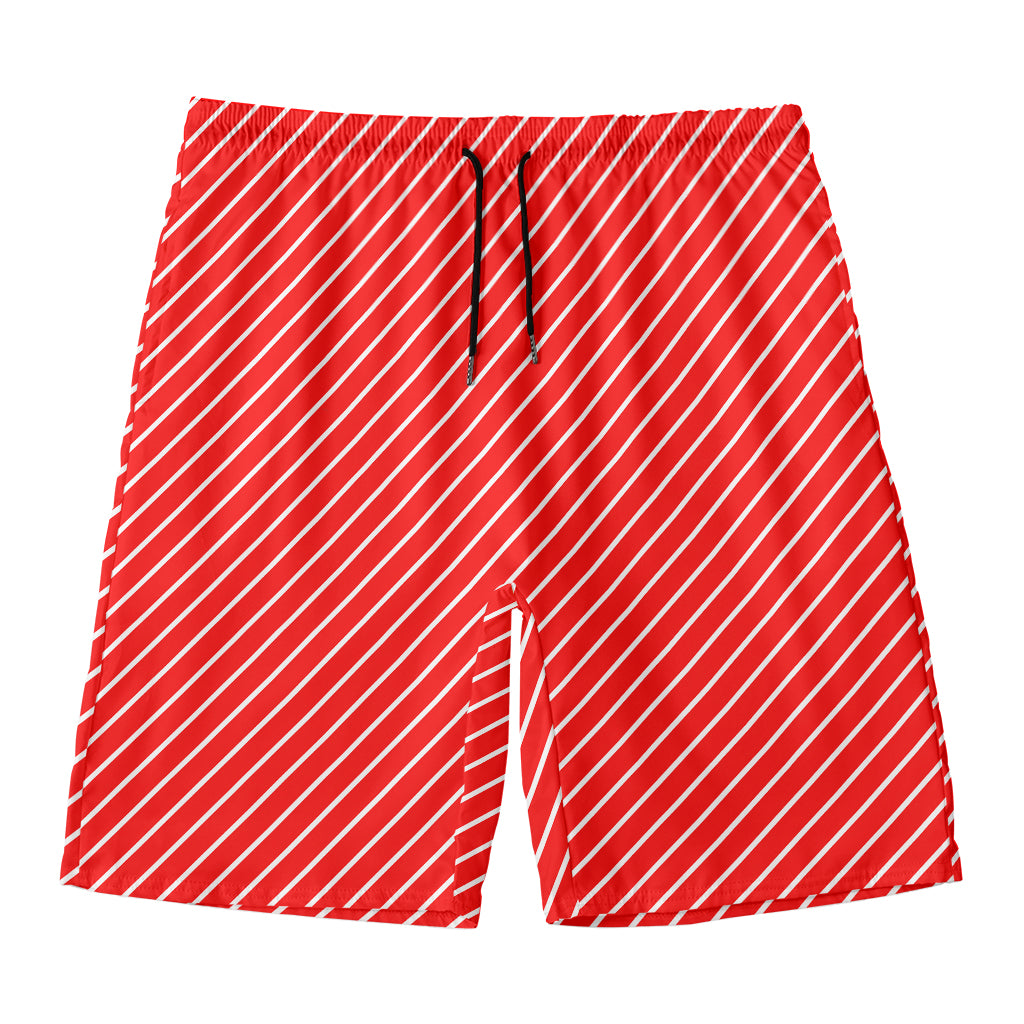 Candy Cane Striped Pattern Print Men's Swim Trunks