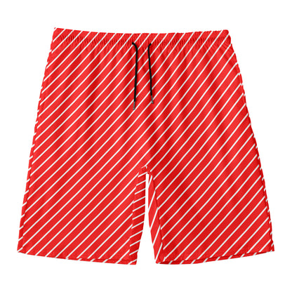 Candy Cane Striped Pattern Print Men's Swim Trunks