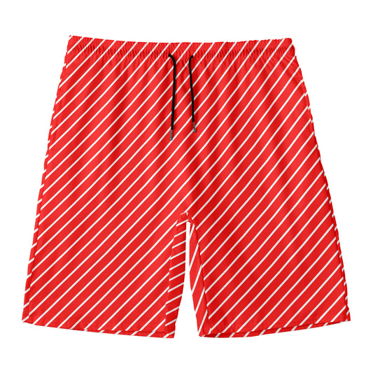 Candy Cane Striped Pattern Print Men's Swim Trunks