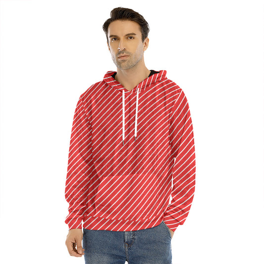 Candy Cane Striped Pattern Print Men's Velvet Pullover Hoodie