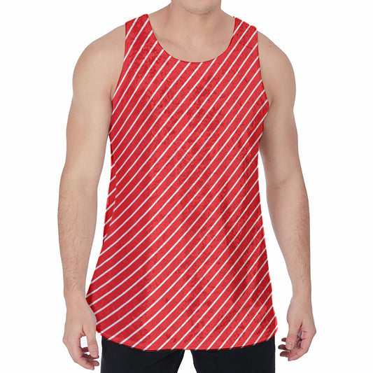 Candy Cane Striped Pattern Print Men's Velvet Tank Top