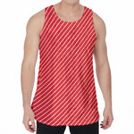 Candy Cane Striped Pattern Print Men's Velvet Tank Top
