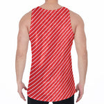 Candy Cane Striped Pattern Print Men's Velvet Tank Top