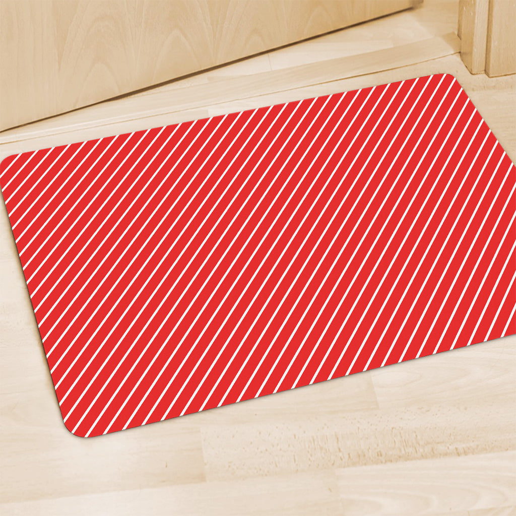 Candy Cane Striped Pattern Print Polyester Doormat
