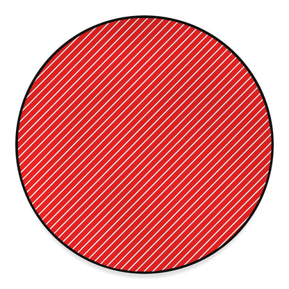 Candy Cane Striped Pattern Print Round Floor Mat