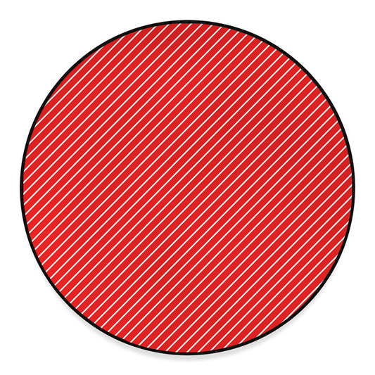 Candy Cane Striped Pattern Print Round Floor Mat