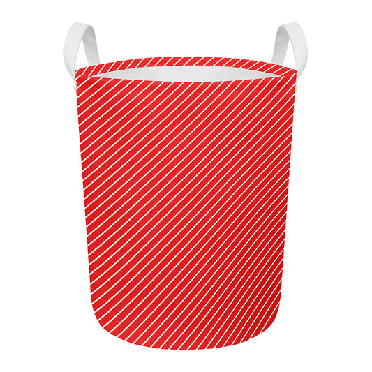 Candy Cane Striped Pattern Print Round Laundry Basket