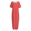 Candy Cane Striped Pattern Print Short Sleeve Long Nightdress