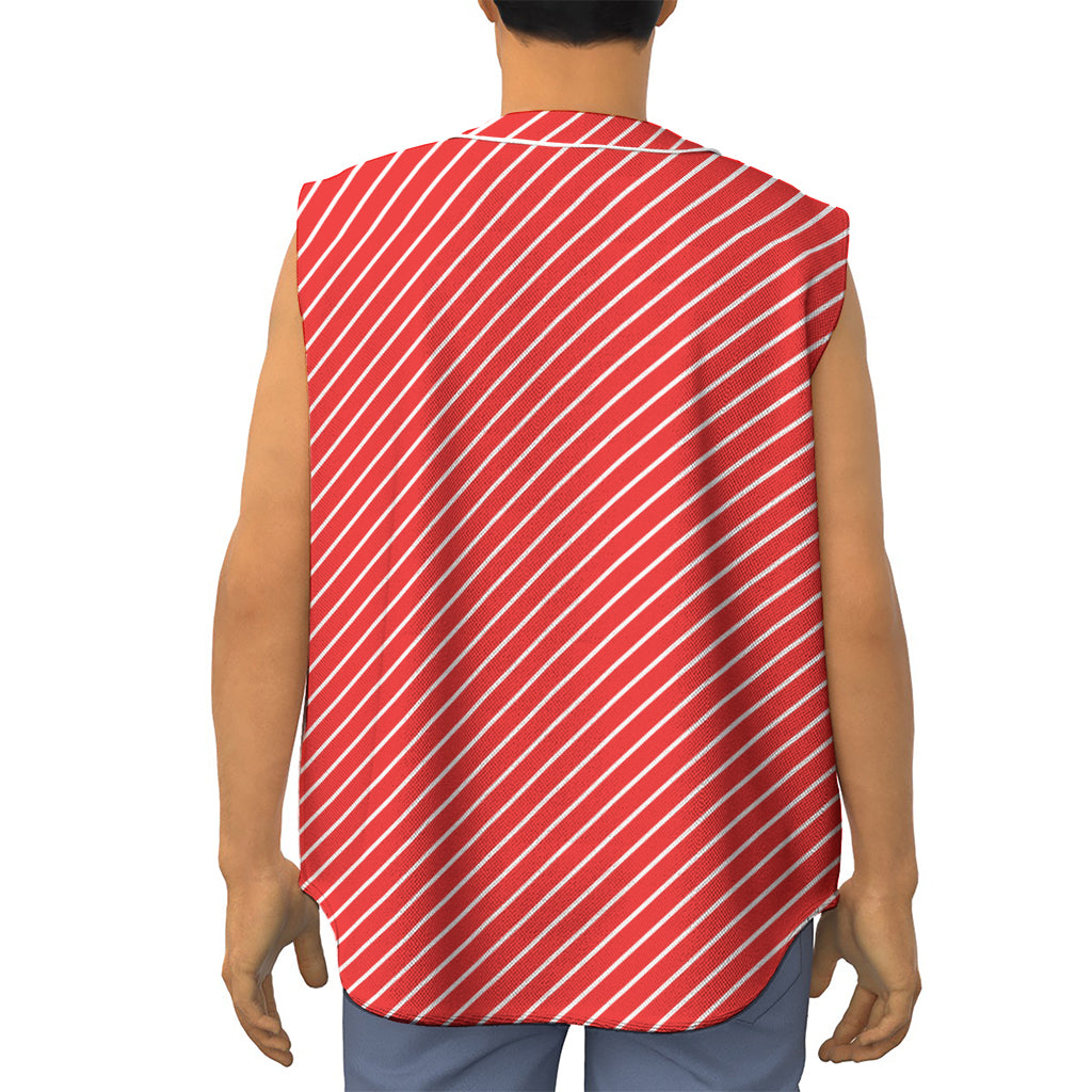 Candy Cane Striped Pattern Print Sleeveless Baseball Jersey