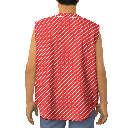 Candy Cane Striped Pattern Print Sleeveless Baseball Jersey