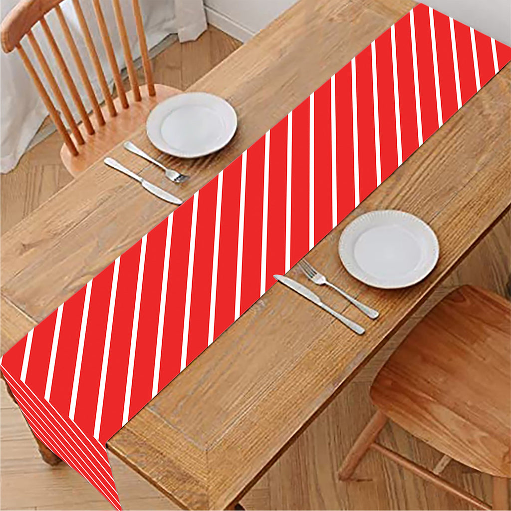 Candy Cane Striped Pattern Print Table Runner