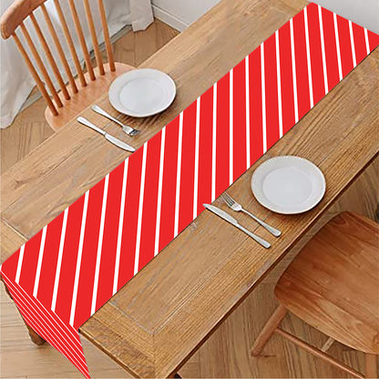Candy Cane Striped Pattern Print Table Runner