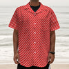 Candy Cane Striped Pattern Print Textured Short Sleeve Shirt