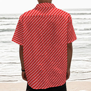 Candy Cane Striped Pattern Print Textured Short Sleeve Shirt