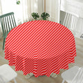 Candy Cane Striped Pattern Print Waterproof Round Tablecloth