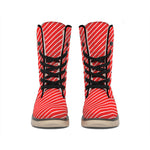 Candy Cane Striped Pattern Print Winter Boots