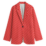 Candy Cane Striped Pattern Print Women's Blazer