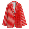 Candy Cane Striped Pattern Print Women's Cotton Blazer