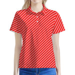 Candy Cane Striped Pattern Print Women's Polo Shirt