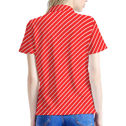 Candy Cane Striped Pattern Print Women's Polo Shirt