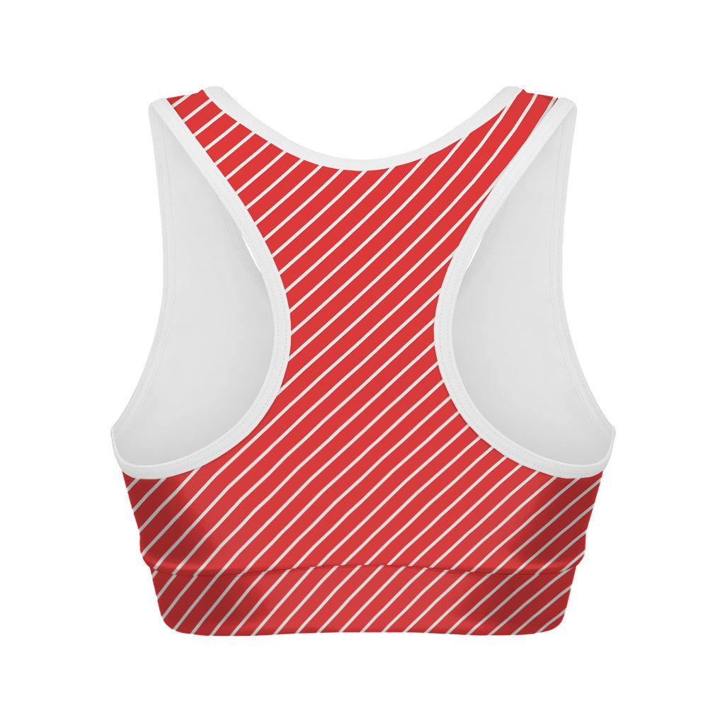 Candy Cane Striped Pattern Print Women's Sports Bra