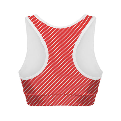 Candy Cane Striped Pattern Print Women's Sports Bra