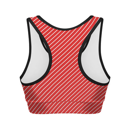 Candy Cane Striped Pattern Print Women's Sports Bra