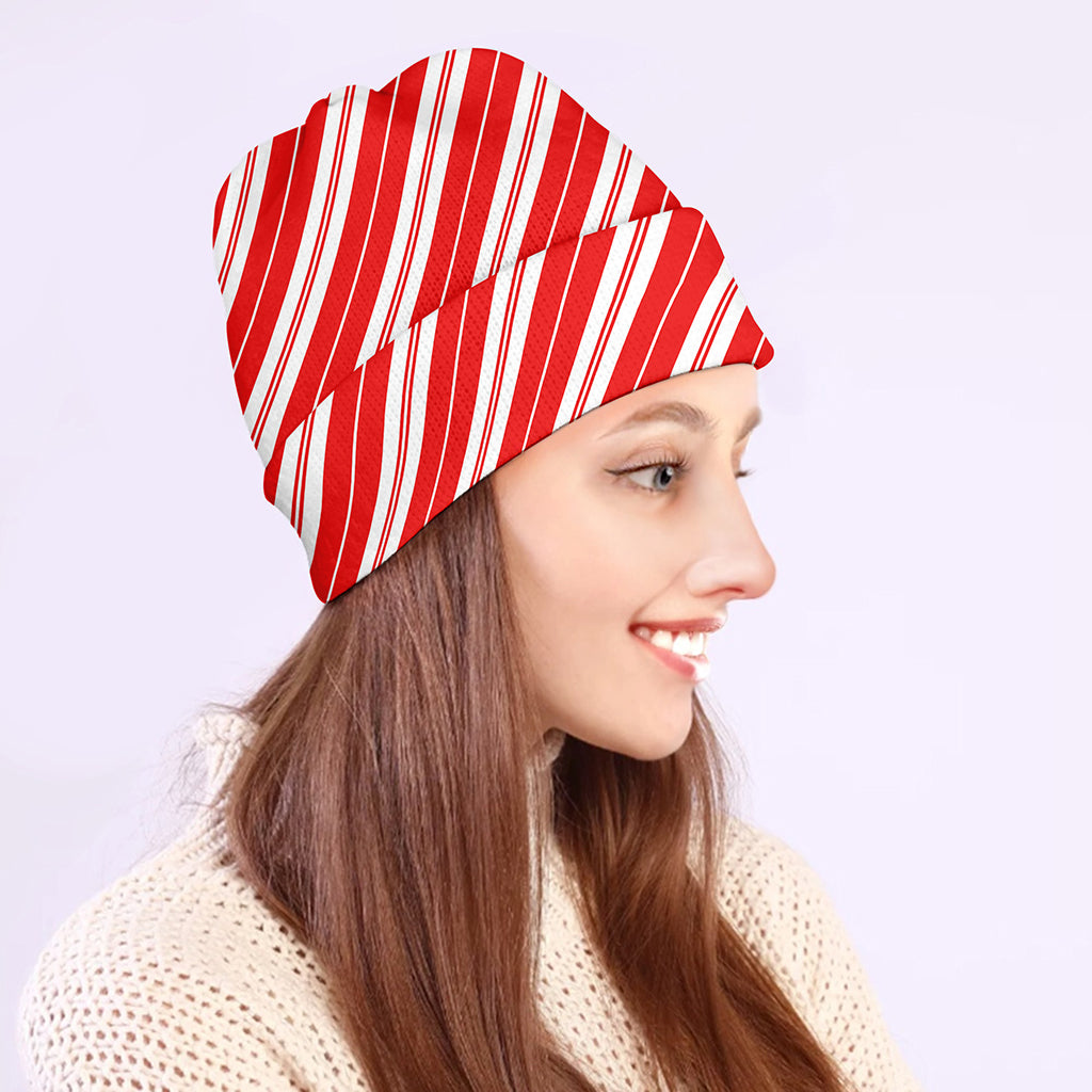 Candy Cane Stripes Pattern Print Beanie