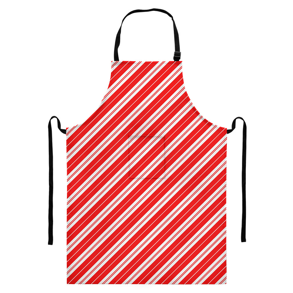 Candy Cane Stripes Pattern Print Bib Apron With Pocket