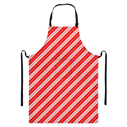 Candy Cane Stripes Pattern Print Bib Apron With Pocket